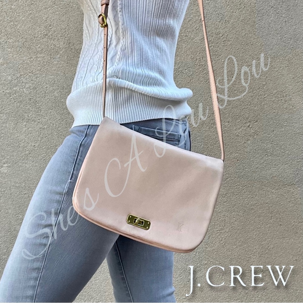 J.Crew Sophie Soft Lambskin Leather Crossbody Bag in Light Blush w/ “K” monogram